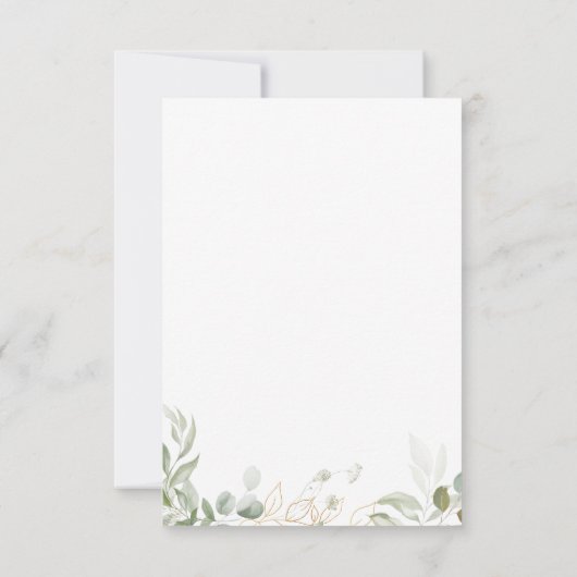 Whimsical Greenery and Gold QR Code RSVP Card (Achterkant)