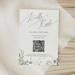Whimsical Greenery and Gold QR Code RSVP Card Kaartje