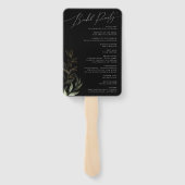 Whimsical Greenery Black and Gold Wedding Program Handwaaier (Achterkant)
