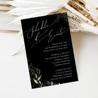 Whimsical Greenery Black & Gold Schedule of Events