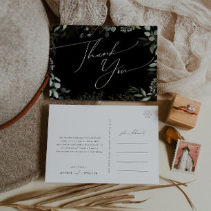 Whimsical Greenery Black Gold Weddenschap Hartelij Briefkaart