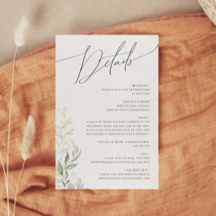 Whimsical Greenery en Gold Details Informatiekaartje