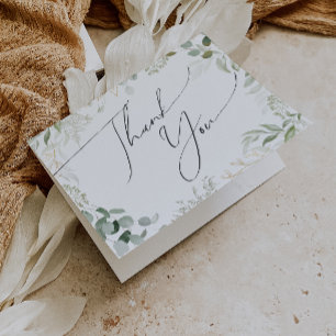 Whimsical Greenery en Gold Folded Hartelijk dank Bedankkaart