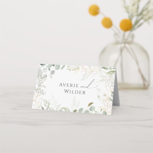 Whimsical Greenery en Gold | Folded Wedding (Achterkant)