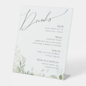 Whimsical Greenery en Gold | Menu Drinken bruiloft Reclamebord Met Voetstuk (Voorkant)
