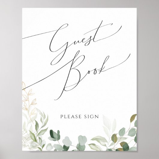Whimsical Greenery en Gold | Ondertekening van het Poster (Voorkant)