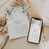 Whimsical Greenery en Gold Wedding Invitation Kaart