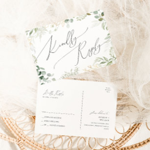 Whimsical Greenery en Gold Wedding RSVP Briefkaart