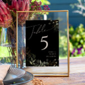 Whimsical Greenery en Gold | Zwart tabelnummer Kaart