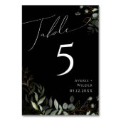 Whimsical Greenery en Gold | Zwart tabelnummer Kaart (Achterkant)