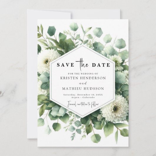 Whimsical Greenery Eucalyptus Digitale bruiloft Save The Date (Voorkant)