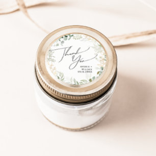 Whimsical Greenery Gold Bedankt voor je huwelijk Ronde Sticker