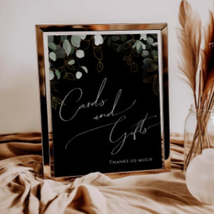 Whimsical Greenery Gold Black Kaarten en Gifts Sig Poster