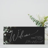 Whimsical Greenery Gold Black Seating Chart Header (Staand voorkant)
