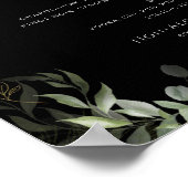 Whimsical Greenery Gold Black Wedding Drinken Menu Poster (Hoek)