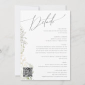 Whimsical Greenery Gold QR Code All in One Wedding Kaart (Achterkant)
