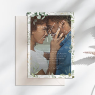 Whimsical Greenery Gold WreatPhoto Lijst Wedding Kaart