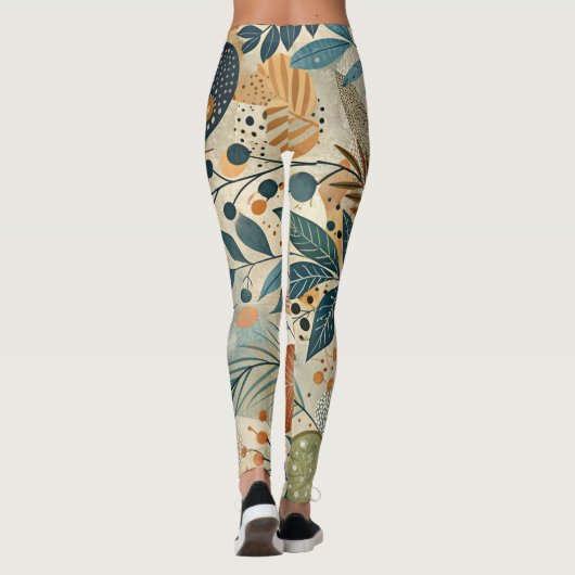 Whimsical Greenery Moderne Botanische Boho Legging (Achterkant)