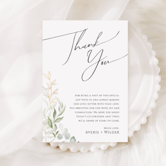Whimsical Greenery Reception Table Dank u kaart