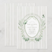 Whimsical Greenery Vintage Baby Shower Kaart (Voorkant / Achterkant)