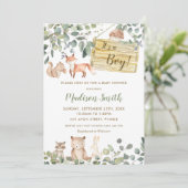 Whimsical Greenery Woodland Animals Baby shower Kaart (Staand voorkant)