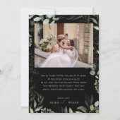 Whimsical Greenery Zwart en Goud Flat Vervaagd Fot Bedankkaart (Achterkant)