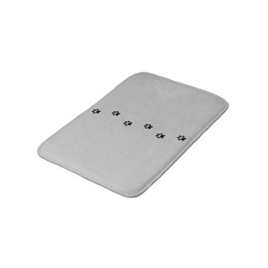 Whimsical Grey and Black Kat Paw Print Bath Mat (Gekanteld)