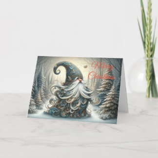 Whimsical Grey Christmas Gnome Wenskaart Kaart