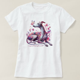 Whimsical Greyhound met bloemen en vlinder T-shirt