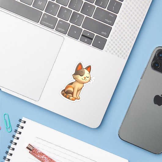Whimsical grijs en wit sticker (Laptop met iPhone)