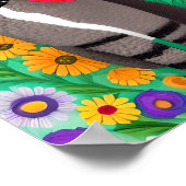 Whimsical Grijs en Witte Katten en Rode Bloem Poster (Hoek)