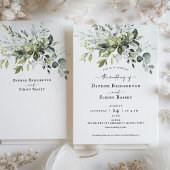 Whimsical groen script bruiloft uitnodiging