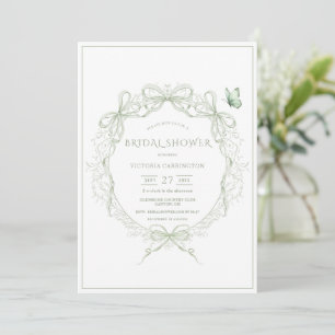 Whimsical Groen Vintage Bruiloft Feest Kaart