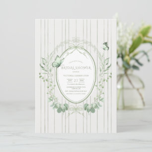 Whimsical Groen Vintage Bruiloftsborrel Kaart