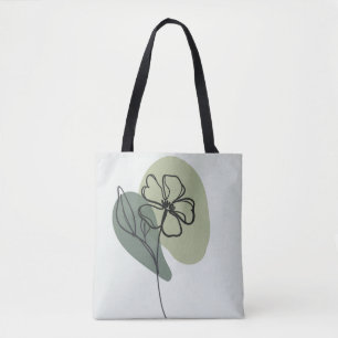 Whimsical Groene & Blauwe Bloemen met Speels Ontwe Draagtas