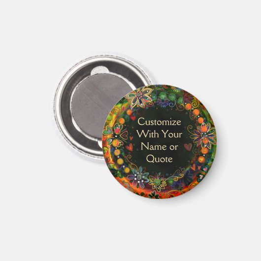 Whimsical Groene Bloemen Plezier Pas uw eigen aan Magneet (Voorkant / Achterkant)