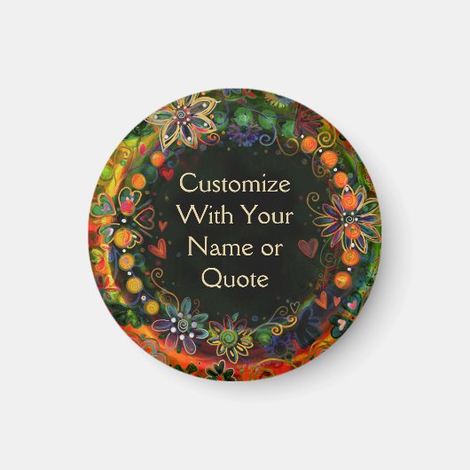 Whimsical Groene Bloemen Plezier Pas uw eigen aan Magneet (Voorkant)