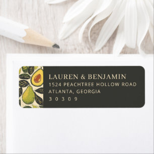 Whimsical Groene Botanische Fruit Illustratie Etiket