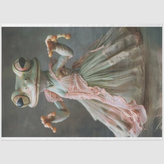 Whimsical groene dansen kikker in tutu decoupage tissuepapier (Voorkant)