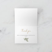 Whimsical Groene en Gouden Pine Cone Bruiloft Bedankkaart (Binnen)