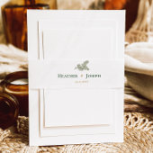 Whimsical Groene en Gouden Pine Cone Bruiloft Uitnodigingen Wikkel