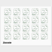 Whimsical Groene Hand Getrokken Bruiloft Vierkante Sticker (Vel)