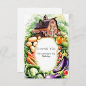 Whimsical Groenten Boeren Markt Verjaardag Bedankkaart (Voorkant / Achterkant)
