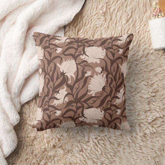 Whimsical Grote Bloem Mocha Mousse Kussen (Deken)