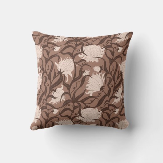 Whimsical Grote Bloem Mocha Mousse Kussen (Achterkant)