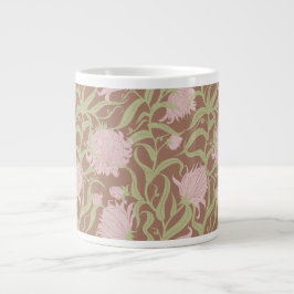 Whimsical grote bloemen bruin vintage extra grote beker