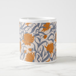 Whimsical grote bloemen bruin vintage extra grote beker