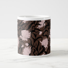 Whimsical grote bloemen bruin vintage extra grote beker