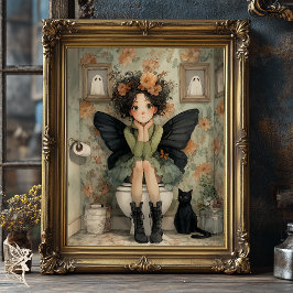 Whimsical Halloween Fairy op het toilet met decoup Tissuepapier