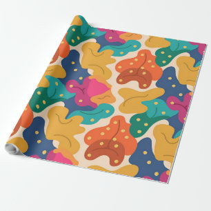 Whimsical Halloween Fall laat een naadloos patroon Cadeaupapier